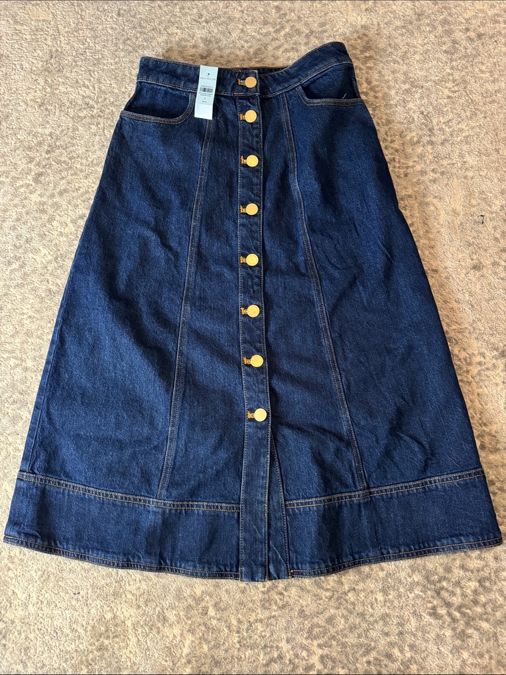 Ann Taylor Denim Button-Front A-Line Skirt